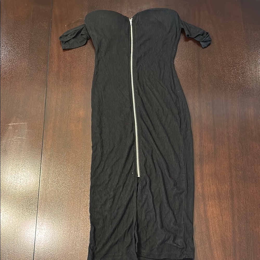 Fashion Nova Black Off-Shoulder Midi Dress